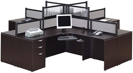 Four Person L Shaped Desk