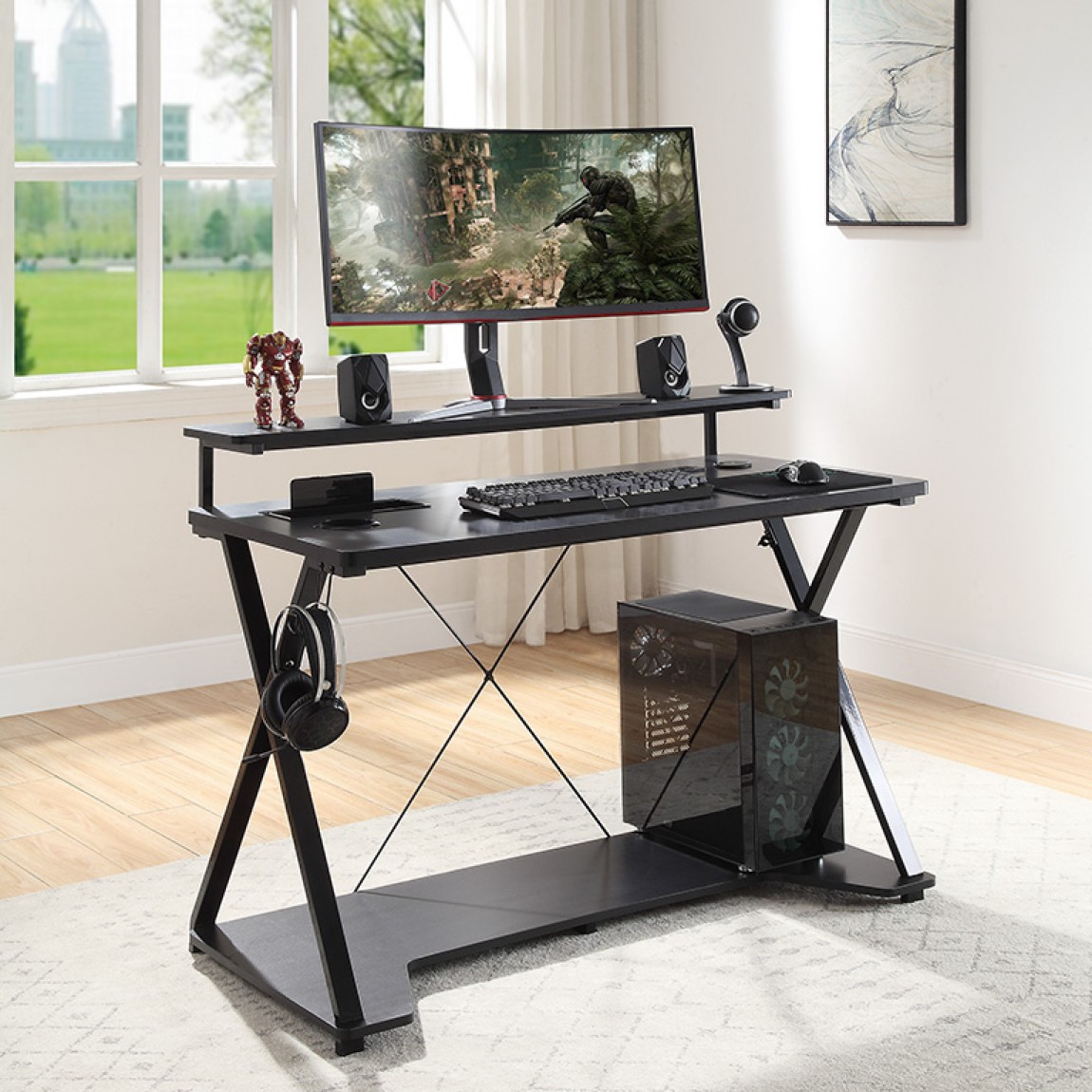 black gaming desk