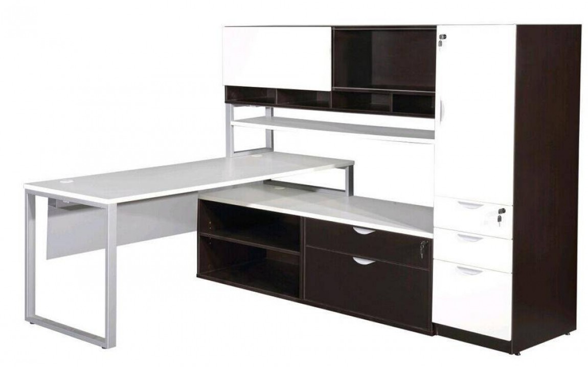 Modern Workstation with Storage Cabinet