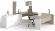 U Shaped Desk with Hutch and Drawers