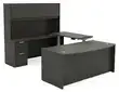 Bow Front U Shape Standing Desk with Hutch