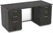 Double Pedestal Desk with Glass Modesty Panel