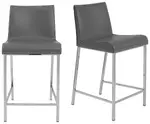 Contemporary Leather Counter Stool - Set of 2