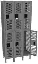 Three Double-Tier Gym Lockers with Legs