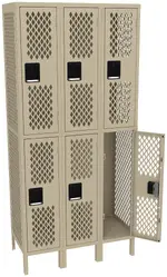 Three Double-Tier Gym Lockers with Legs