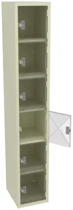 Six Clear Storage Lockers