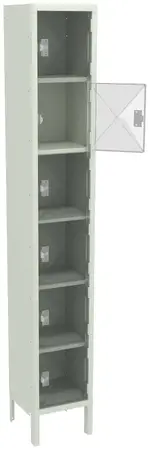 Six Clear Storage Lockers with Legs
