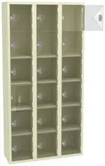 Eighteen Clear Storage Lockers