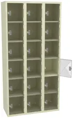 Eighteen Clear Storage Lockers