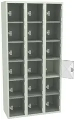 Eighteen Clear Storage Lockers