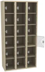 Eighteen Clear Storage Lockers