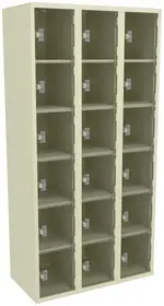 Eighteen Clear Storage Lockers
