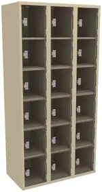 Eighteen Clear Storage Lockers