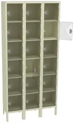 Eighteen Clear Storage Lockers with Legs