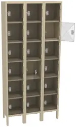 Eighteen Clear Storage Lockers with Legs