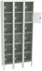 Eighteen Clear Storage Lockers with Legs