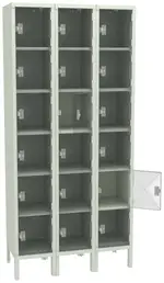 Eighteen Clear Storage Lockers with Legs