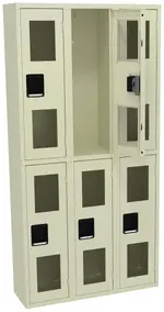Three Dual-Tier Clear Lockers