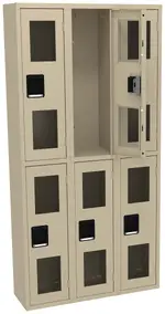 Three Dual-Tier Clear Lockers