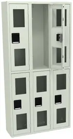 Three Dual-Tier Clear Lockers