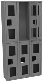 Three Dual-Tier Clear Lockers