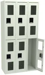 Three Dual-Tier Clear Lockers
