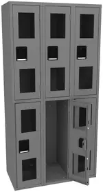 Three Dual-Tier Clear Lockers