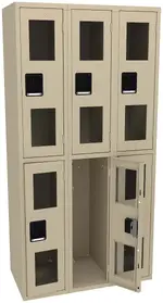 Three Dual-Tier Clear Lockers