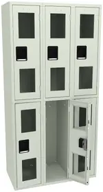 Three Dual-Tier Clear Lockers