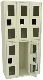 Three Dual-Tier Clear Lockers