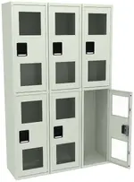 Three Dual-Tier Clear Lockers