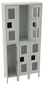 Three Dual-Tier Clear Lockers with Legs