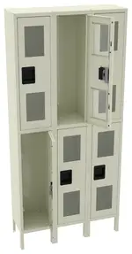 Three Dual-Tier Clear Lockers with Legs
