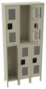 Three Dual-Tier Clear Lockers with Legs