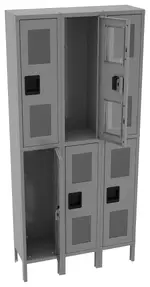 Three Dual-Tier Clear Lockers with Legs