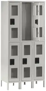 Three Dual-Tier Clear Lockers with Legs