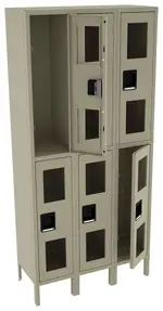 Three Dual-Tier Clear Lockers with Legs