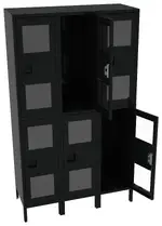 Three Dual-Tier Clear Lockers with Legs