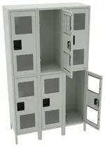Three Dual-Tier Clear Lockers with Legs