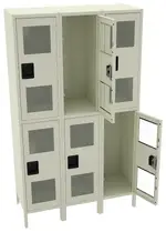 Three Dual-Tier Clear Lockers with Legs