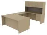 U Shaped Desk with Hutch and Drawers