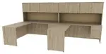 2 Person Desk with Hutch and Drawers