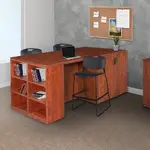 3 Person Standing Desk with Storage Cabinet
