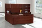 Bow Front U Shape Desk with Bookcase