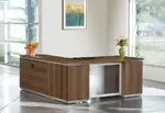 Bow Front L Shape Desk with Drawers and Power