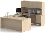 U Shaped Desk with Hutch and Drawers