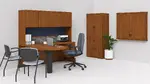 L Shaped Peninsula Desk with Storage and Whiteboard