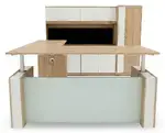 Sit Stand L Shape Desk with Storage Set
