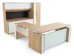 Sit Stand L Shape Desk with Storage Set