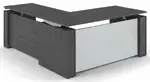 Standing L Desk with Glass Modesty Panel